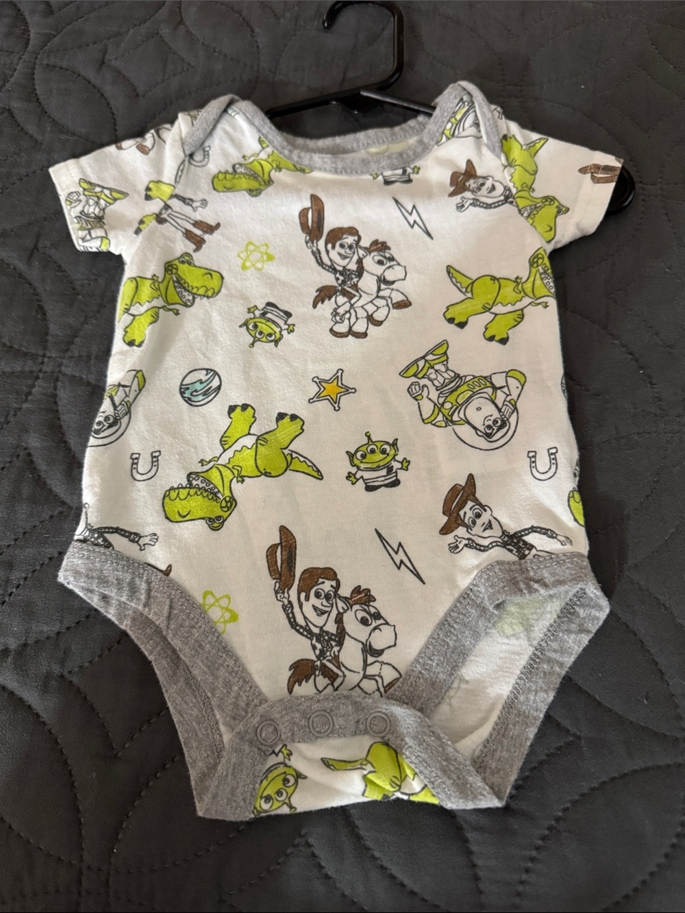 Disney Toy Story White Bodysuit with Green & Gray Accents